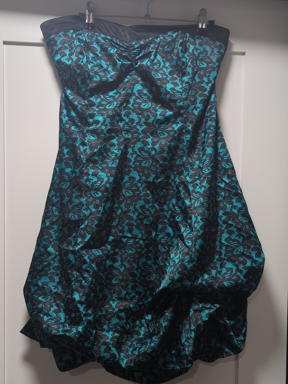 Studio Y Black and Teal Floral Lace Party Dress